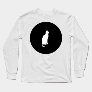 White Cat On The Moon Long Sleeve T-Shirt